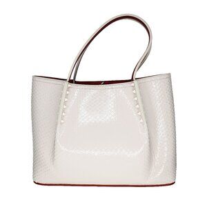 Christian Louboutin Cabarock Spike Snakeskin Embossed Leather Small Tote